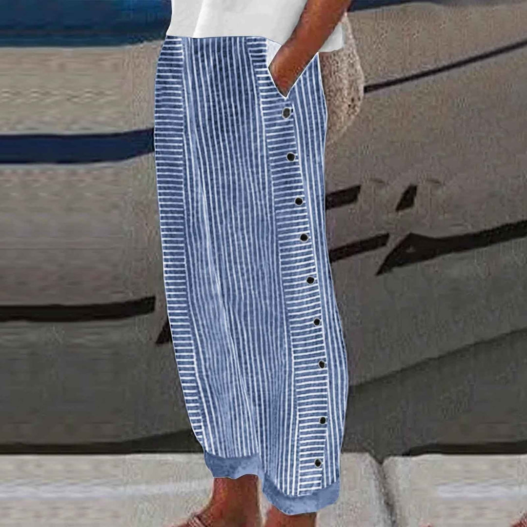 Sera | Striped Button-Accent Pants