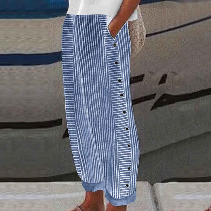 Sera | Striped Button-Accent Pants