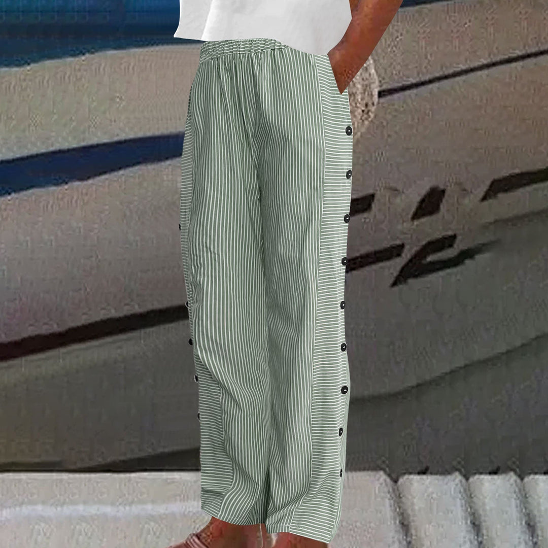 Sera | Striped Button-Accent Pants