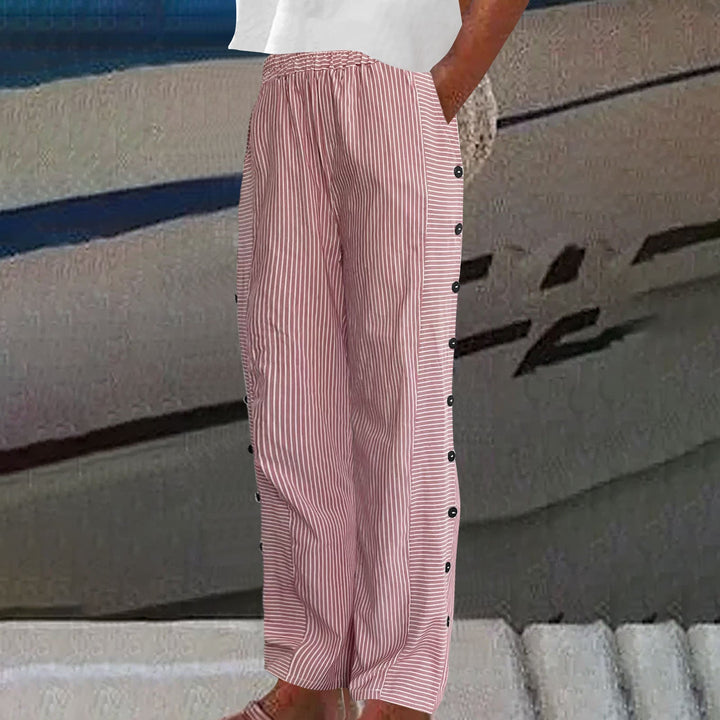 Sera | Striped Button-Accent Pants