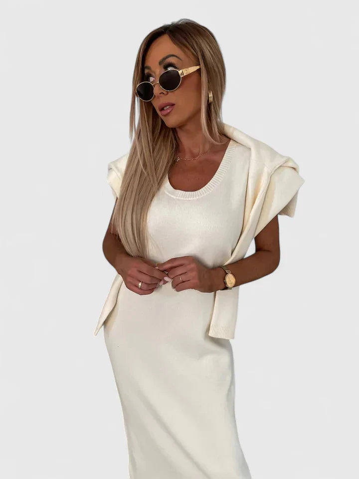 Chrystahl | Elegant Dress and Turtleneck Sweater Set